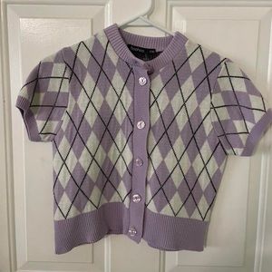 Boohoo Purple Argyle Top
